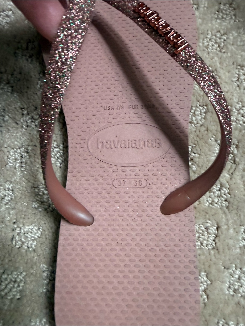 Havaianas Women's Rose Pink Glitter Strap Sandals - Picture 2 of 3